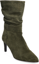 Wrinckle Bootie Shoes Boots Ankle Boots Ankle Boots With Heel Green Apair