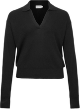 Rib Open Neck Sweater Inclu Pullover Svart Calvin Klein*Betinget Tilbud