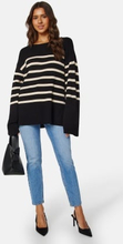 BUBBLEROOM Oversized Striped Knitted Sweater Black/Striped M