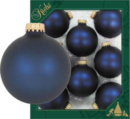 8x Midnight haze donkerblauwe glazen kerstballen mat 7 cm
