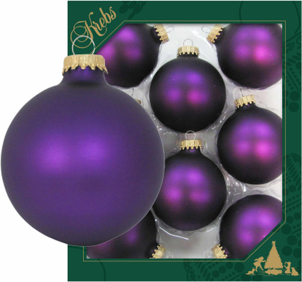 8x Magic velvet paarse glazen kerstballen mat 7 cm kerstboomversiering