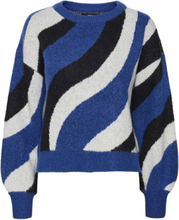 Vmlena Ls O-Neck Pullover Ga Boo Tops Knitwear Jumpers Blue Vero Moda