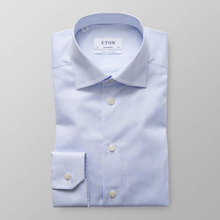 Eton Contemporary fit, extra lång ärm Ljusblårutig skjorta - Extra lång ärm