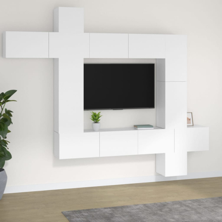 vidaXL Set Mobili Porta TV 9 pz Bianco in Legno Multistrato