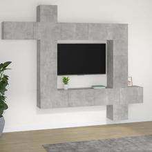 vidaXL Set di Mobili Porta TV 9 pz Grigio Cemento in Legno Multistrato