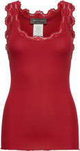 Silk Top W/ Lace T-shirts & Tops Sleeveless Rød Rosemunde*Betinget Tilbud