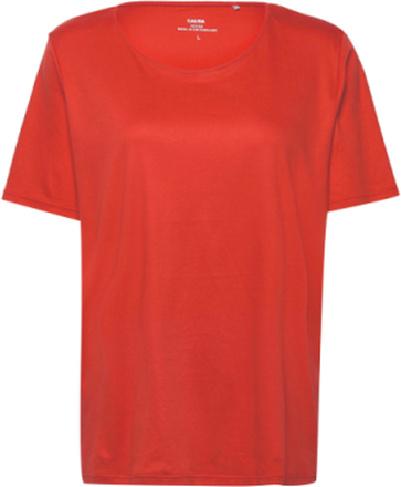 Damen Top Kurzarmummer Red Tops T-shirts & Tops Short-sleeved Red Calida