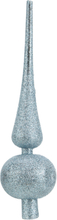 Kunststof piek/kerstboom topper glitter ijsblauw H23 cm
