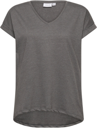 Vidreamers New V-Neck T-Shirt - Noos Tops T-shirts & Tops Short-sleeved Grey Vila