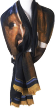 Wollen mousseline schilderij-sjaal met afbeelding van Het meisje met de parel