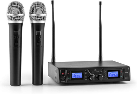 Duett Pro V1 2-kanals UHF trådlöst mikrofon-set 50m räckvidd