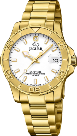 Jaguar J898/3 Horloge Women's White Diver staal goudkleurig-wit 20ATM 34 mm