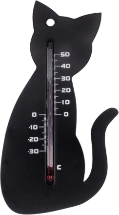 Nature Utendørs veggtermometer katt svart