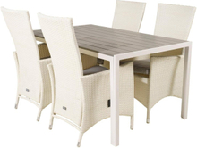 BREAK PADOVA Matbord 150x90 cm + 4 stolar - Vit/Grå | Utemöbler