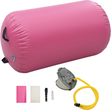 vidaXL Oppblåsbar gymnastikkrull med pumpe 100x60 cm PVC rosa