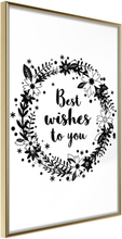 Inramad Poster / Tavla - Best Wishes - 20x30 Guldram