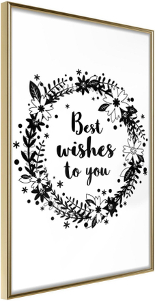 Inramad Poster / Tavla - Best Wishes - 30x45 Guldram