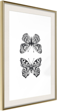 Inramad Poster / Tavla - Butterfly Collection I - 20x30 Guldram med passepartout