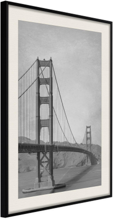 Inramad Poster / Tavla - Bridge in San Francisco II - 30x45 Svart ram med passepartout