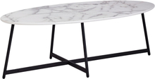 Sofabord i hvid marmor look - Ovalt sofabord