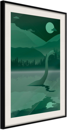 Inramad Poster / Tavla - Loch Ness [Poster] - 30x45 Svart ram med passepartout