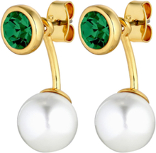 Toni Sg Green / White Pearl Accessories Jewellery Earrings Studs Green Dyrberg/Kern
