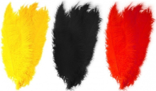6x stuks grote veer/struisvogelveren 2x zwart 2x geel en 2x rood van 50 cm