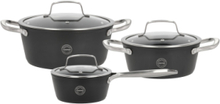 Grydesæt Med Glaslåg Travo 6 Dele Home Kitchen Pots & Pans Saucepan Sets Black Pillivuyt Gourmet