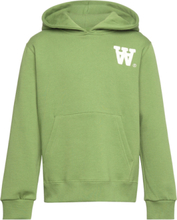 Izzy Junior Aa Moss Hoodie Tops Sweatshirts & Hoodies Hoodies Green Wood Wood