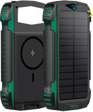 4smarts Titanpack UltiMag Solar 20W Powerbank 20.000mAh - USB-C & 2 x USB-A - MagSafe Kompatibel - Sort / Grøn