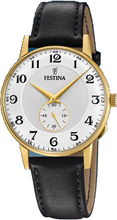 Festina F20567/1 Horloge Retro staal-leder goud-en zilverkleurig-zwart 36 mm