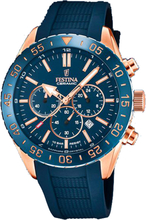 Festina F20516/1 Horloge Ceramic Chronograaf staal-rubber rosekleurig-blauw 44 mm