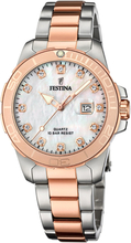 Festina F20505/2 Horloge Boyfriend staal zilver- en rosekleurig-bordeaux 34,5 mm
