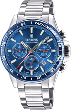 Festina F20560/3 Horloge Timeless Chronograph staal zilverkleurig-blauw 45 mm