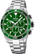 Festina F20361/5 Horloge Prestige Chrono staal zilverkleurig-groen 44,3 mm