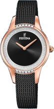 Festina F20496/2 Horloge Mademoiselle staal-kristal rosekleurig-zwart 30,2 mm