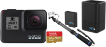 Gopro Hero7 Black + Power Pole + Dual Battery Charger + Battery + 64gb Microsd Sort