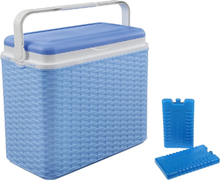 Koelbox blauw rotan 24 liter 40 x 24 x 38 cm incl. 2 koelelementen