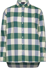 Edith Organic Cotton Flannel Check Shirt Tops Shirts Long-sleeved Green Lexington Clothing