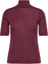 Roll Neck T-Shirt With Glitter Effect T-shirts & Tops Short-sleeved Burgunder Esprit Collection*Betinget Tilbud
