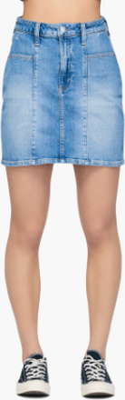 Calvin Klein Jeans - Seamed High Rise Mini Skirt - Blå - W30