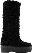 Tall Eco Shearling Chunk Sole Boots in Black Poly