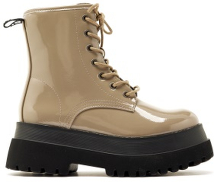 Bianco Gas Laced Up Boot Taupe 36