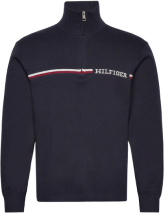 Global Stripe Zip Mock Tops Sweatshirts & Hoodies Sweatshirts Navy Tommy Hilfiger