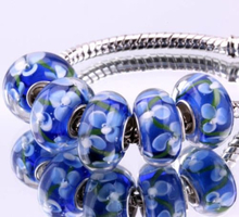 Blue Flowers Murano Glas Berlock för Pandora