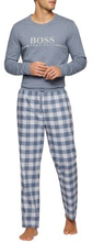 BOSS Cosy Cotton Long Pyjama Grau/Blau Baumwolle Large Herren