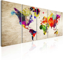 Lærredstryk World Map: Painted World