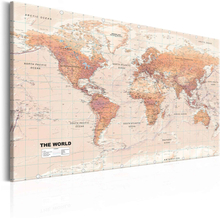 Lærredstryk World Map: Orange World