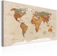 Lærredstryk World Map: Beige Chic