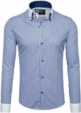 Koszula męska elegancka z długim rękawem niebieska Bolf 0909-A